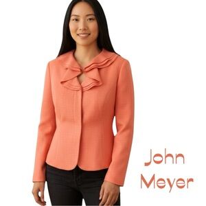 John Meyer Coral Orange Ruffled Collar Party Event Occasion Jacket NWT Size 18